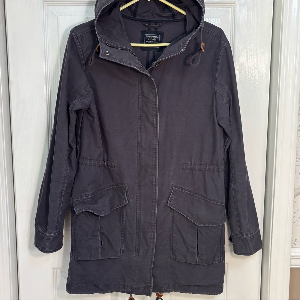Abercrombie & Fitch Womens Utility Jacket Hooded, Sz XS, Charcoal Gray, Full Zip - Picture 2 of 16